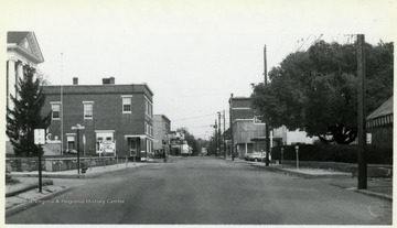 Pendleton County Courthouse is on the left.