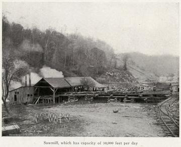 On the front: "Sawmill, which has capacity of 30,000 feet per day."