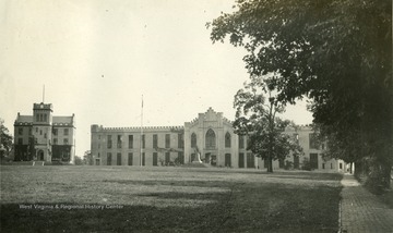 Barracks Hall and Lejeune Hall stand along the boundaries of the parade ground. 