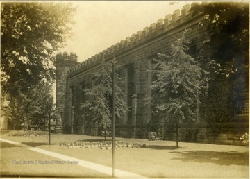 The Gothic style, stone structure main building of the state prison in Marshall County.