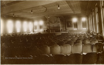 A full view of the Chapel in the state prison. A beautiful, free standing pipe organ is behind the pulpit