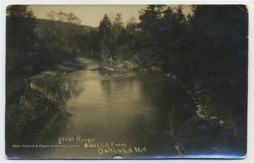 Youghiogeny River flows through Garrett County in Maryland and feeds into the Monongahela River.