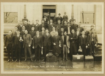 A portrait of the World War I draftees from Monongalia County in Morgantown, W. Va.