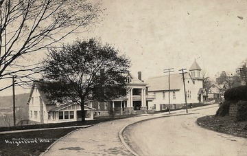 On the campus of West Virginia University, Willey Street on the right merges with University Avenue in front of White Hall. (