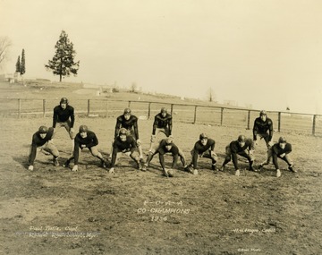 Print number 469a. Paul Tistle, team captain. H.H. Hogue, head coach. Russel Radobough, manager.