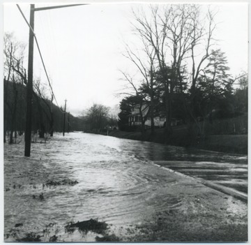 Route 3 flooded out by the river near Hinton, W. Va..