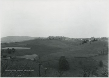 View over looking the hills and fields of the farm. 