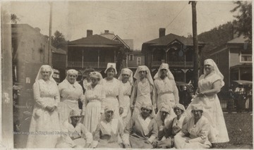 Nurses pose for a group portrait. Subjects unidentified. 