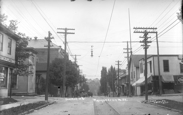 Morgantown Plumbing Co. building can be seen to the left.