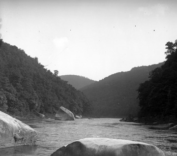 The boulder on the Cheat River, known as Squirrel Rock, is pictured. 