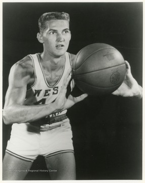 Jerry West played basketball for WVU from 1956-1960 during which time he had a number of achievements in the sport with the team.  He later played for the LA Lakers in the NBA before becoming a coach and manager.