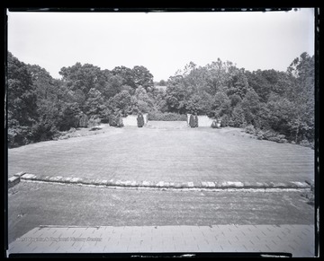 View overlooking the amphitheater and lawn at the State 4-H Campsite. 