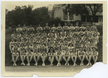 The girls pose together for a group photo. Subjects unidentified. 