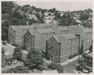 View of Boreman Hall from the roof of a neighboring building.