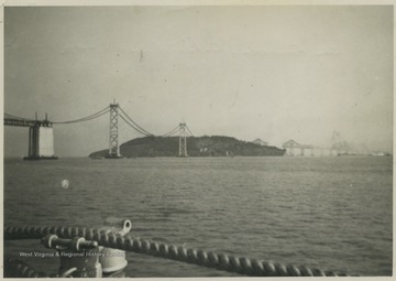 Looking at the bridge from the deck of the battleship. 