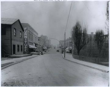 View looking down Main Street in the town of Mount Hope. 