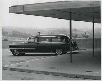 Photograph of a WVU Medical Center ambulance. 