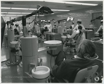 WVU dentistry students clean patients' teeth at the Medical Center. 