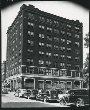 The Monongahela Building hosts various businesses within its walls, as seen from the windows in which those businesses display their names. The businesses vary from physician's practices, financing, real estate, and attorney practices. The building is located to the left of the courthouse. 