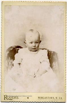 Portrait of baby Lucille Courtney, likely the daughter of Mollie (Lazzell) Courtney.  Mollie's daughter, Flora Lucille, was born in 1894.