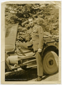 Portrait of Melvin H. Kimble, a native of Moundsville, W. Va.  Kimble was a marksman and member of the 5th Ranger Infantry Battalion during World World II.Reverse reads "Born October 26, 1920. Died December 3, 1944, killed in the "Battle of the Bulge." Buried at Sand Hill, PA Green County."