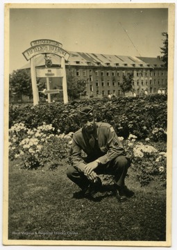 Melvin H. Kimble in front of the Headquarters of the Fifteenth Infantry U.S. Army.