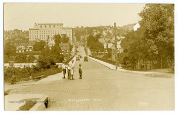 View looking over the High Street Bridge, north toward Hotel Morgan.