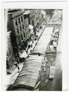 Construction activity taking place along High Street near where the Monongahela Building stands.