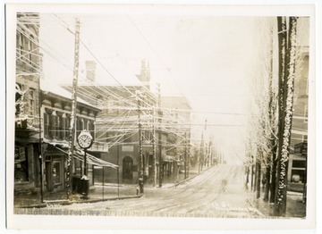 A snowy winter scene on High Street.