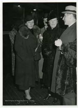 Nobel Prize winner Pearl Buck, her husband Richard Walsh and Buck's Danish publisher Halfdan Jespersen in Copenhagen, Denmark.