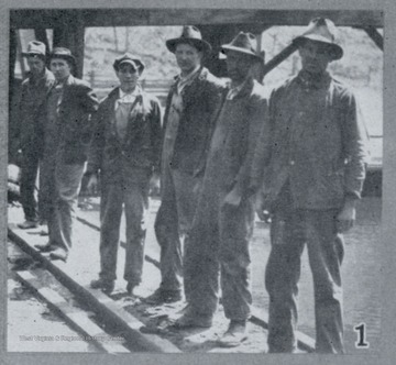 Part of a series of images from the Hardwood Bark entitled "Snapshots From Hurley."The caption reads:"1.Some of the Hurley Sawmill Crew."