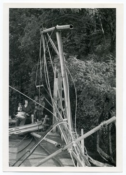 Spectators view the ruins of the Hamden Bridge, which was demolished in 1978.