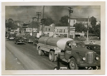 Caption reads: "West Pike Street, US 50 looking East at intersection with US 19 (Milford Street) and B and O Railroad Crossing."