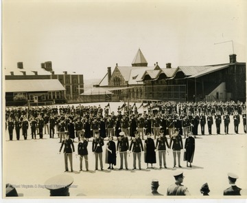 WVU ROTC standing in formation.