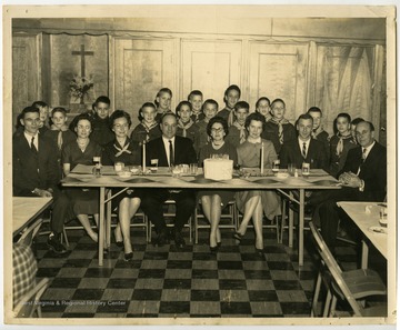 Frank Debiase, sitting at the center, surrounded by the Boy Scouts of Morgantown.