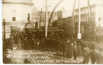 Crowds at Fairmont were mailing their way to Monongah to see the remains of the recent mine explosions.