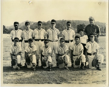 A photo of the I.O.O.F Little League baseball team.